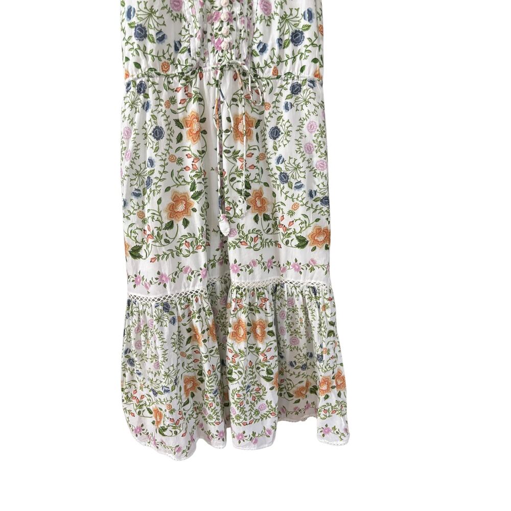 Farm Rio Folk Floral Lace Midi Dress Off White Size Medium - Picture 9 of 16